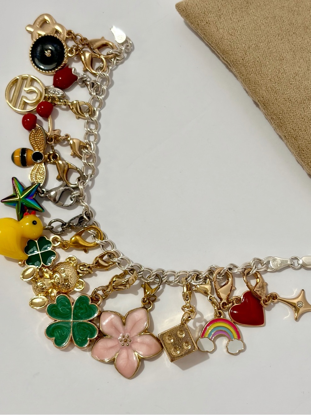 Colorful Enamel Charm Bracelet with Mostly CROCS Brand Charms